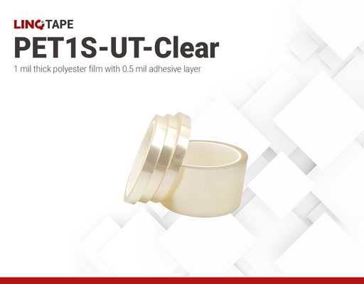 PET1S-UT-Clear | 1-mil Clear Polyester (PET) Tape with ultra thin Silicone Adhesive
