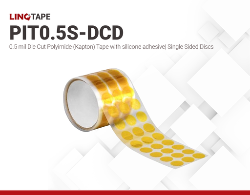 PIT0.5S-DCD | 0.5 mil Die Cut Polyimide (Kapton) Tape with silicone adhesive| Single Sided Discs